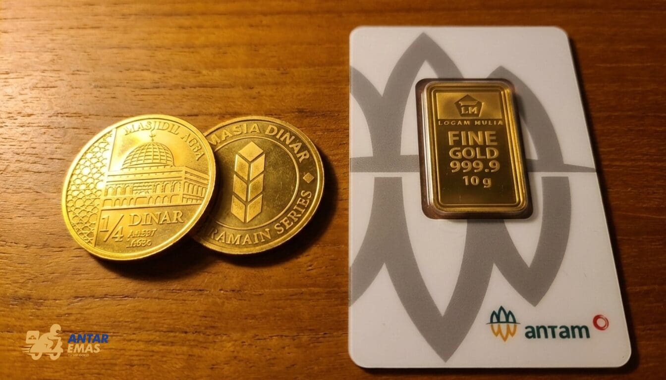 gamabr Dinar Emas dan Emas Antam